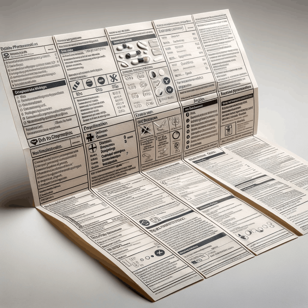 Pharmaceutical Outserts Folding Services: Enhancing Compliance And Efficiency In Medical Packaging Multiple Unfolded Pharmaceutical Inserts Laid Out, Displaying Sections With Drug Information, Usage Instructions, And Health Warnings